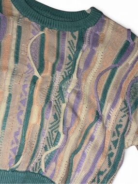 Pastel Knit Sweater Green, Lavender & Cream